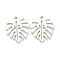 Baking Painted Alloy Pendants, Tropical Leaf Charms, for DIY Accessories, Lead Free & Cadmium Free, Monstera Leaf, WhiteSmoke, 21x17x1mm, Hole: 1.6mm