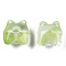 Transparent Spray Painted Glass Beads, Bear, Light Green, 13x13x9mm, Hole: 1.2mm