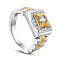 SHEGRACE 925 Sterling Silver Finger Ring, with Watch Chain and Real 18K Gold Plated Square with Micro Pave AAA Cubic Zirconias, Platinum & Golden, 19mm