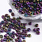 Plated Glass Seed Beads, Round, Colorful, 1.5~2x1mm, Hole: 0.6mm, about 120000pcs/bag, about 450g/bag