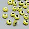 Resin Beads, Flat Round, Evil Eye, Champagne Yellow, 10~11x5~7mm, Hole: 2mm