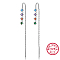 Anti-Tarnish Rhodium Plated 925 Sterling Silver Chains Ear Thread, Colorful Cubic Zirconia Stud Earrings, Platinum, 60mm