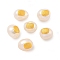 Oval Natural Freshwater Pearl Beads, with Long-Lasting Plated Rack Plating Brass Oval Rectangle Findings, Real 18K Gold Plated, 10~11.5x8.5~9x8~9mm, Hole: 1~1.2mm