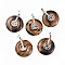 Natural Tiger Eye Pendants, with Platinum Tone Brass Findings, Donut/Pi Disc with Mixed Shapes, 35.5x30x8.5~9.5mm, Hole: 4.5x6.5mm