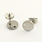 Non-Tarnish 304 Stainless Steel Stud Earring Findings, with Loop and Ear Nuts, Stainless Steel Color, 8mm, Hole: 1mm, pin: 0.8mm