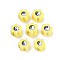 Handmade Polymer Clay Beads, for DIY Jewelry Crafts Supplies, Flower with Yinyang, Champagne Yellow, 8~9x7.5~8.5x4~4.5mm, Hole: 1.6~1.8mm