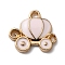 Alloy Enamel Pendants, Pumpkin Carriage, Lavender Blush, 11.5x13x2mm, Hole: 1.4mm