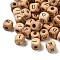 (Defective Closeout Sale), Printed Natural Wood Beads, Horizontal Hole, Cube with Initial Letter, PapayaWhip, 10x10x9.5mm, Hole: 4mm, about 625pcs/500g