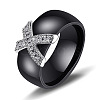 Cross Brass Micro Pave Clear Cubic Zirconia with Porcelain Finger Rings FS-WG0A171-12-1