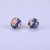 Printed Round with Flower Pattern Silicone Focal Beads SI-JX0056A-161-1