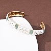 304 Stainless Steel Enamel Cuff Bangles for Women BJEW-H637-02B-G-3