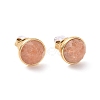 Ion Plating(IP) Natural Gemstone Flat Round Stud Earrings EJEW-G313-01G-2
