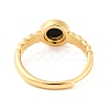 Round Natural Black Onyx Adjustable Rings RJEW-Q817-03G-08-3