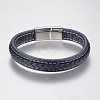 Braided Leather Cord Bracelets BJEW-H561-07E-1