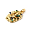 Rack Plating Brass Micro Pave Cubic Zirconia with Sea shell Pendants KK-Q795-15C-G-2