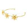 Alloy Flower Open Cuff Bangle for Women BJEW-D054-01G-3