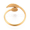 Leaf 304 Stainless Steel Cuff Ring Components STAS-T066-39G-3