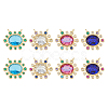 8Pcs 4 Colors Brass Cubic Zirconia 2-Loop Pendants KK-DC0003-51-1