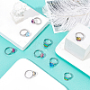 16Pcs 8 Colors Half Round K9 Glass Adjustable Ring RJEW-DC0001-13-4