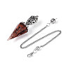 Natural Red Jasper Chip & Epoxy Resin Dowsing Pendulum Big Pendants AJEW-N004-01G-2