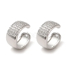 Rack Plating Brass Micro Pave Clear Cubic Zirconia Ring Cuff Earrings for Women EJEW-P280-12P-1