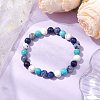 8.5mm Round Natural Lapis Lazuli & Howlite & Synthetic Turquoise & Blue Spot Jasper Bead Stretch Bracelets for Women BJEW-JB10944-05-4