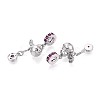 Brass Micro Pave Deep Pink Cubic Zirconia European Dangle Charms KK-N287-18P-2