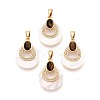 Natural Tiger Eye with White Shell Pendants KK-N287-11G-02-1