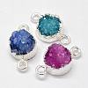 Electroplated Natural & Dyed Druzy Agate Links connectors G-N0168-014A-1