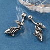 Fish 316 Surgical Stainless Steel Dangle Belly Button Rings EJEW-G416-15AS-3