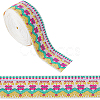 10M Ethnic Style Embroidery Polyester Flower Ribbons OCOR-WH0077-74B-1
