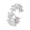 Brass Micro Pave Clear Cubic Zirconia Cuff Rings for Women RJEW-G345-01P-4