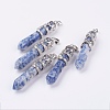 Natural Blue Spot Jasper Big Pointed Pendants G-G738-A-30-1