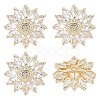 4Pcs 1-Hole Brass Pave Clear Cubic Zirconia Buttons BUTT-MA0001-15A-G-1