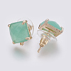 Faceted Glass Stud Earring Findings GLAA-F084-C08-2