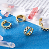 2 Pairs Tartan Pattern Enamel Chunky Hinged Hoop Earrings for Women EJEW-BBC0001-27B-4