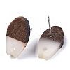 Opaque Resin & Walnut Wood Stud Earring Findings MAK-N032-010A-B04-3