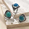 Natural Banded Agate Adjustable Rings G-P560-03AS-16-1