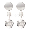 Natural Cultured Freshwater Pearl Flat Round Dangle Stud Earrings EJEW-JE06754-3