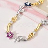Brass Micro Pave Cubic Zirconia Link Chain Bracelets for Women BJEW-C156-04B-03GP-3