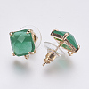 Faceted Glass Stud Earring Findings GLAA-F084-C02-2