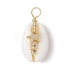 Natural Cowrie Shell Copper Wire Wrapped Pendants PALLOY-JF02932-03-1
