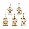 Brass Micro Pave Clear Cubic Zirconia Pendants KK-T063-81G-NF-1