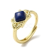 Adjustable Natural Mixed Gemstone Rhombus Finger Rings RJEW-M155-08G-5