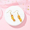 Natural Amber Chip Dangle Earrings EJEW-JE07018-1