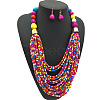 Bohemian Alloy & Resin & Glass Seed Beaded Multilayer Necklaces & Dangle Earrings FS-WG32A45-07-1