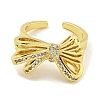 Bowknot Brass Micro Pave Clear Cubic Zirconia Cuff Rings RJEW-L113-003G-2
