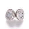 Brass Micro Pave Cubic Zirconia Magnetic Clasps with Loops ZIRC-G097-01P-2