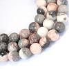 Natural Pink Zebra Jasper Round Bead Strands G-E334-4mm-11-1