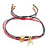 2Pcs Brass Heart & Cross Double Layered Couple Bracelet Set WL1100-3-5